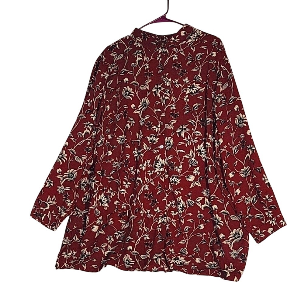 J. Jill Floral Print‎ Tunic Top Mock Neck Long Sleeve Blouse plus size 3X modern